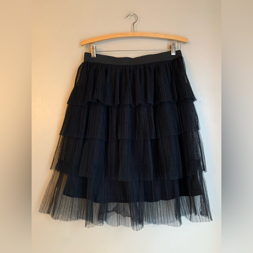 Ark nc. Tulle midi skirt layered tiered party holiday black size large